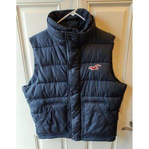 Hollister Puffer Vest Men’s XL Blue Full Zip Snaps Insulated